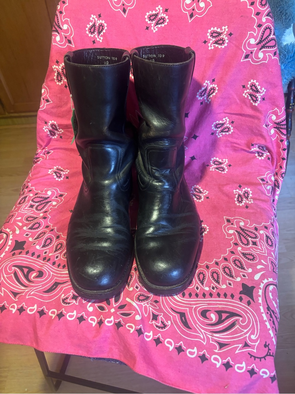 Men's Frye Sutton Black Leather Boots -size10